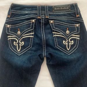 Rock Revival Jeans Womens Sz-28 Blue Denim Boot Cut "Stephanie" Skinny Low Rise